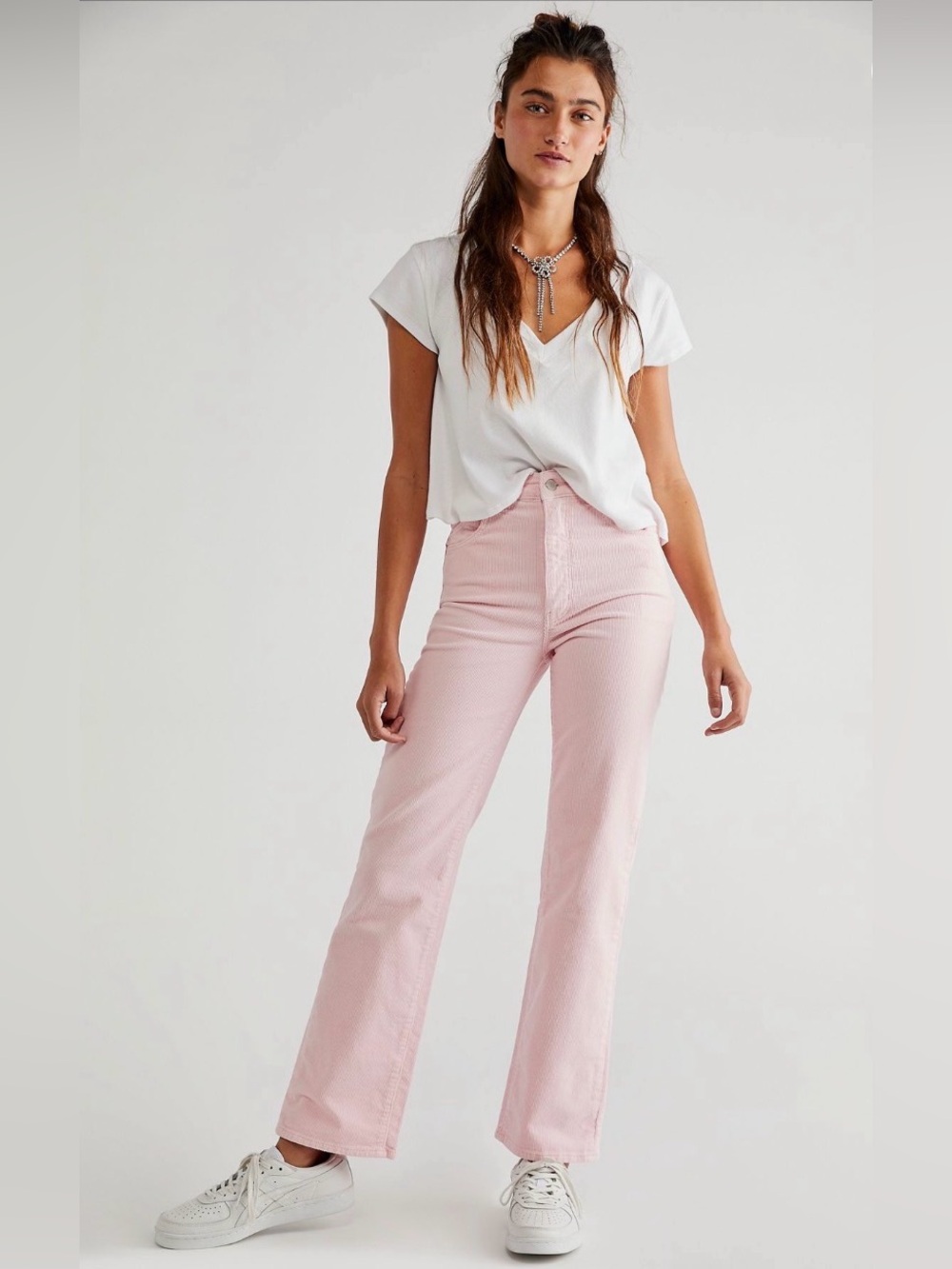 High-Rise Straight Leg ROLLA’S Jeans in Light Pink corduroy